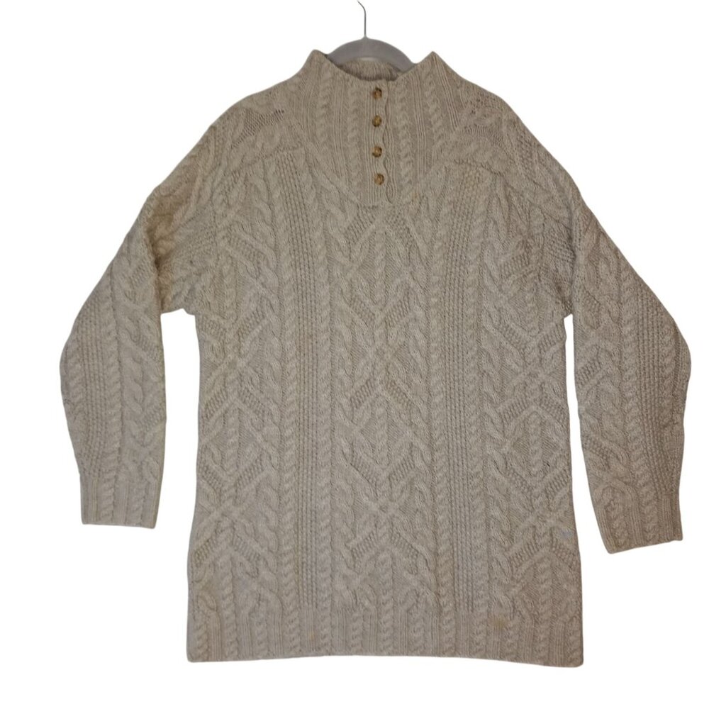 Lauren Ralph Lauren Hand-Knit Cable Knit Sweater Beige Wool Womens Size S